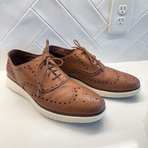 Cole Haan Men's Miles Leather Wingtip Oxford Shoes Brown 11.5 M Slip Resistant